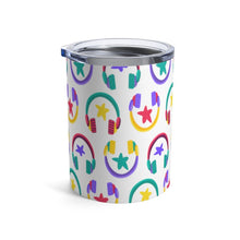 Load image into Gallery viewer, Brightly Colored All Over Headphones Print Insulated Tumbler 10oz Unisex Gift Musician Shipping Included