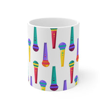 Load image into Gallery viewer, Brightly Colored Microphones Mics Mug 11oz/15oz DeeJay DJ Musician Gift Unisex Shipping Included