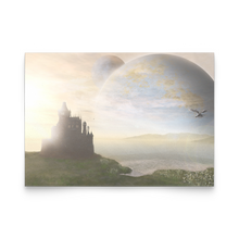 Load image into Gallery viewer, Fantasy Dragon and Castle Landscape Flat Note Cards, Sets of Multiples, Free Shipping