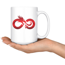 Load image into Gallery viewer, Red Dragon Infinity, 11oz & 15oz White Ceramic Mug Options, Free Shipping