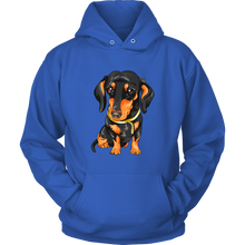 Load image into Gallery viewer, Vector Drawing Black & Tan Doxie - Toasty Hoodie, Multi Colors, Extended Sizes, Free Shipping