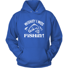 Load image into Gallery viewer, Wishin' I Was Fishing Unisex Hoodie, Multi Colors, Extended Sizes, Shipping Included