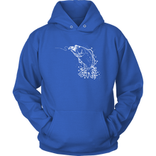 Load image into Gallery viewer, Jumping Bass on Line, Unisex Hoodie, Extended Sizes, Multi Colors, Shipping Included