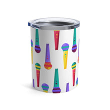 Load image into Gallery viewer, Brightly Colored All Over Microphones Print Insulated Tumbler 10oz Unisex Gift Musician Shipping Included