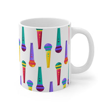 Load image into Gallery viewer, Brightly Colored Microphones Mics Mug 11oz/15oz DeeJay DJ Musician Gift Unisex Shipping Included