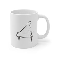 Load image into Gallery viewer, Stylized Baby Grand Piano Line Drawing 11oz/15oz Pianist Musician Gift Unisex Shipping Included