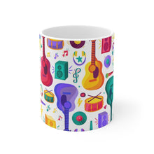 Load image into Gallery viewer, Brightly Colored Music Icons Mug 11oz/15oz Musician Gift Unisex Shipping Included
