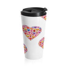 Load image into Gallery viewer, Travel Mug HEART EMOTICONS 15 oz Insulated Shipping Included