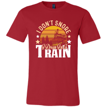 Load image into Gallery viewer, I Don't Snore I Dream I'm a Train Mens T-Shirt, Multiple Colors, Extended Sizes, Shipping Included