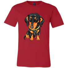 Load image into Gallery viewer, Vector Drawing Black and Tan Doxie, Unisex/Men's T-Shirt, Multi Colors, Extended Sizes, Free Shipping