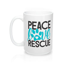 Load image into Gallery viewer, PEACE LOVE RESCUE Paw Print Animal Lover Mug 11oz/15oz Shipping Included