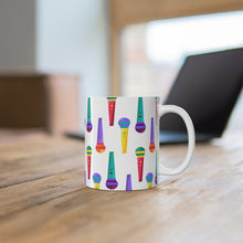 Load image into Gallery viewer, Brightly Colored Microphones Mics Mug 11oz/15oz DeeJay DJ Musician Gift Unisex Shipping Included