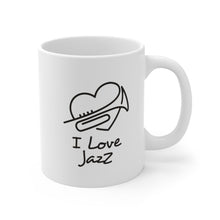 Load image into Gallery viewer, I LOVE JAZZ Mug 11oz/15oz Trumpet Musician Gift Unisex Shipping Included