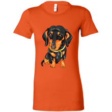 Load image into Gallery viewer, Black & Tan Doxie Vector Rendering Women's T-Shirt, Multi Colors, Extended Sizes, Free Shipping
