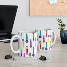 Load image into Gallery viewer, Brightly Colored Microphones Mics Mug 11oz/15oz DeeJay DJ Musician Gift Unisex Shipping Included