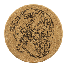 Load image into Gallery viewer, Dragon Mandala Cork Coaster Set/4, Free Shipping