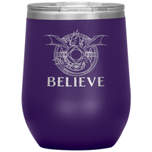 Load image into Gallery viewer, Dragon - BELIEVE, 12oz Insulated Wine Tumbler, Laser Etched, Multi Colors, Shipping Included