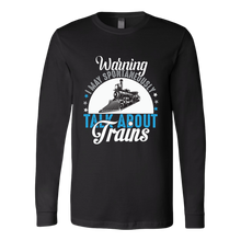 Load image into Gallery viewer, Talk About Trains Unisex Long Sleeve T-Shirt Extended Sizes Available Shipping Included