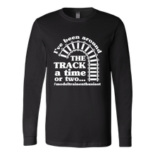 Load image into Gallery viewer, Been Around The Track Unisex Long Sleeve T-Shirt Extended Sizes Available Shipping Included