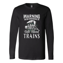 Load image into Gallery viewer, May Spontaneously Talk About Trains - Unisex Long Sleeve T-Shirt, Multi Colors, Extended Sizes, Shipping Included