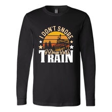 Load image into Gallery viewer, I Don't Snore, I Dream I'm a Train - Unisex Long Sleeve T-Shirt, Multi Colors, Extended Sizes, Shipping Included
