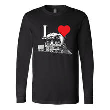 Load image into Gallery viewer, I Love Trains - Unisex Long Sleeve T-Shirt, Multi Colors, Extended Sizes, Shipping Included