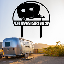 Load image into Gallery viewer, Camping Trailer Yard Monogram - Steel Sign, Multi Colors & Sizes, Camper Hiker Glamper