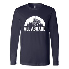 Load image into Gallery viewer, All Aboard (Train) - Unisex Long Sleeve T-Shirt, Extended Size, Shipping Included