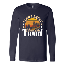 Load image into Gallery viewer, I Don't Snore, I Dream I'm a Train - Unisex Long Sleeve T-Shirt, Multi Colors, Extended Sizes, Shipping Included