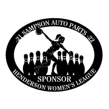 Load image into Gallery viewer, Oval Male/Female Bowler Unique Trophy, Sponsor Appreciation, Monogram Laser Cut Steel Sign, Multi Sizes & Colors