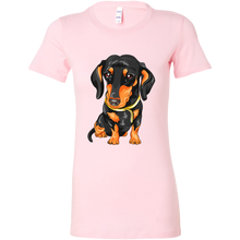 Load image into Gallery viewer, Black & Tan Doxie Vector Rendering Women's T-Shirt, Multi Colors, Extended Sizes, Free Shipping