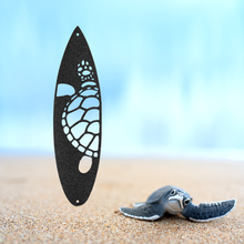 Load image into Gallery viewer, Swimming Sea Turtle Decorated Surfboard Wall Art Steel Plaque, Multi Colors & Sizes