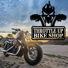 Load image into Gallery viewer, FLAMING SKULL MOTORCYCLE Monogram - Steel Sign, Multiple Sizes and Colors Available