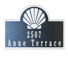 Load image into Gallery viewer, Seashell Address Sign, Laser Cut Steel Plaque for a Coastal Look - Multi Sizes and Colors
