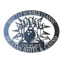 Load image into Gallery viewer, Stunning Bowling Trophy Award Appreciation Monogram Oval Plaque, Multi Sizes and Colors