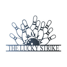 Load image into Gallery viewer, Ball & Pins Bowling Award - Appreciation - Monogram Sign, Precision Laser Cut, Multi Sizes & Colors