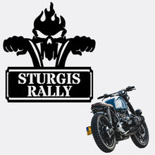 Load image into Gallery viewer, FLAMING SKULL MOTORCYCLE Monogram - Steel Sign, Multiple Sizes and Colors Available