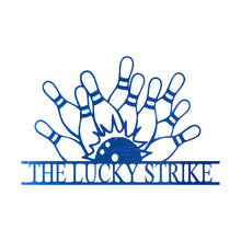 Load image into Gallery viewer, Ball & Pins Bowling Award - Appreciation - Monogram Sign, Precision Laser Cut, Multi Sizes & Colors