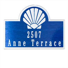 Load image into Gallery viewer, Seashell Address Sign, Laser Cut Steel Plaque for a Coastal Look - Multi Sizes and Colors