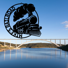 Load image into Gallery viewer, Stylized Steam Locomotive Ring Monogram, Multiple Sizes & Colors, Model Railroader, Train Fanatic