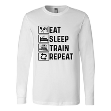 Load image into Gallery viewer, Eat Sleep Unisex Long Sleeve T-Shirt Extended Sizes Available Shipping Included