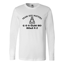 Load image into Gallery viewer, Train Size Matters Unisex Long Sleeve T-Shirt Extended Sizes Available Shipping Included