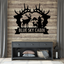 Load image into Gallery viewer, Great Outdoors Scene Monogram Steel Sign, Multi Sizes & Colors, Hunter Hiker Nature Lover