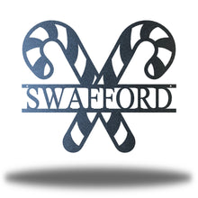 Load image into Gallery viewer, Yummy CANDY CANE Name Monogram, Laser Cut Steel Sign, Multi Sizes & Colors