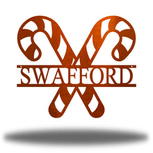 Load image into Gallery viewer, Yummy CANDY CANE Name Monogram, Laser Cut Steel Sign, Multi Sizes & Colors