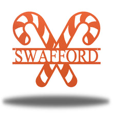 Load image into Gallery viewer, Yummy CANDY CANE Name Monogram, Laser Cut Steel Sign, Multi Sizes & Colors