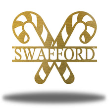 Load image into Gallery viewer, Yummy CANDY CANE Name Monogram, Laser Cut Steel Sign, Multi Sizes & Colors