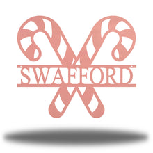Load image into Gallery viewer, Yummy CANDY CANE Name Monogram, Laser Cut Steel Sign, Multi Sizes & Colors