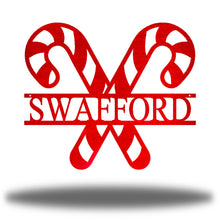 Load image into Gallery viewer, Yummy CANDY CANE Name Monogram, Laser Cut Steel Sign, Multi Sizes & Colors