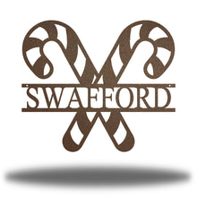 Load image into Gallery viewer, Yummy CANDY CANE Name Monogram, Laser Cut Steel Sign, Multi Sizes & Colors